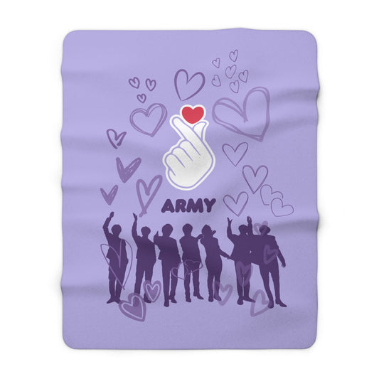 Sherpa Fleece Blanket - ARMY (finger heart)