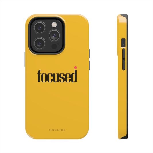 Focused, Yellow, Simple, Tough Phone Cases for iPhone